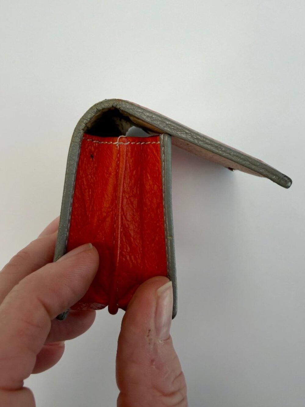 Balenciaga Bazaar Small Leather Wallet - Orange, White, Grey Beige Paper Leather - Picture 12 of 13